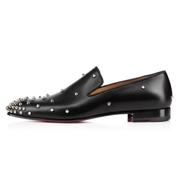 大人ローファー!クリスチャン ルブタン スーパーコピー Christian Louboutin★Degra 黒xシルバースタッズ